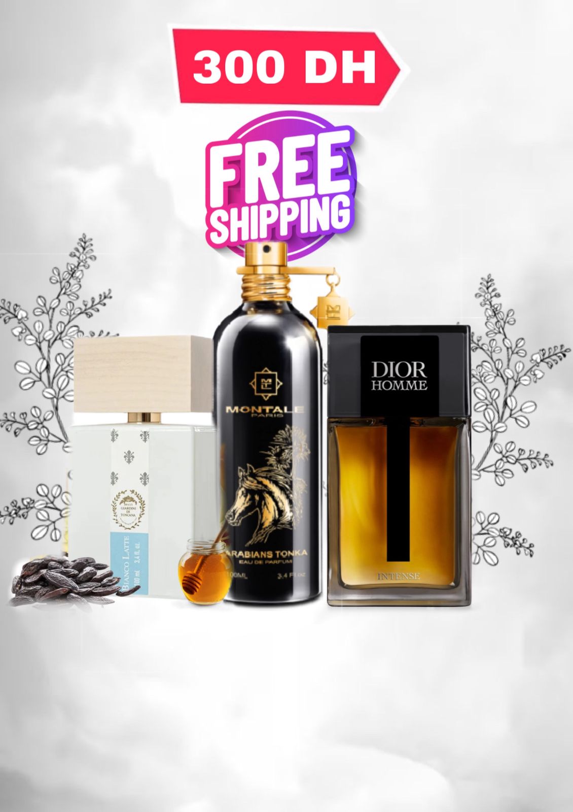 PACK BIANCO LATTE + ARABIANS TONKA + DIOR HOMME INTENSE