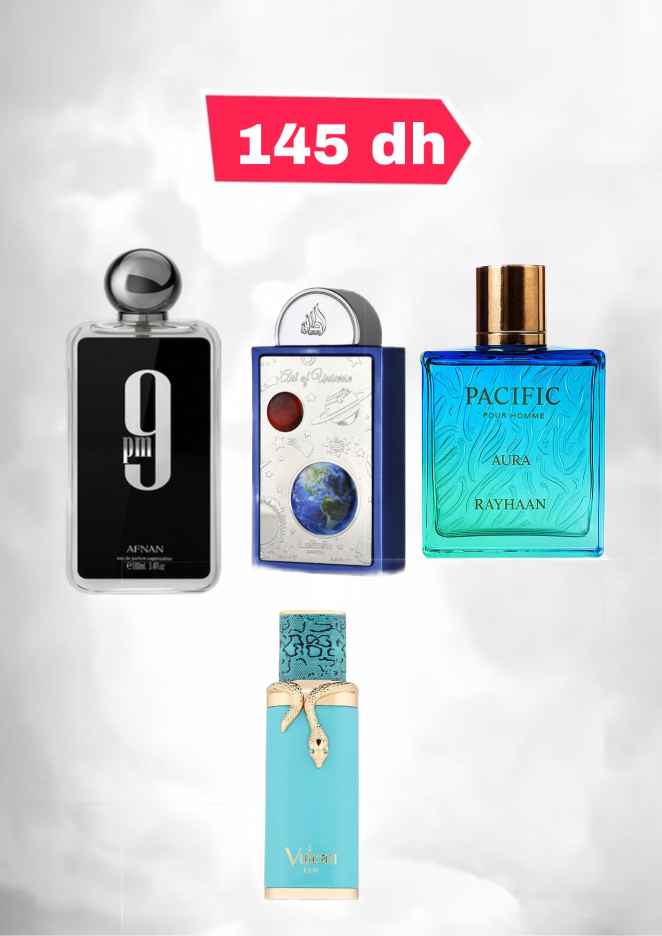 PACK 4 decantes : 9pm + ART UNIVER + PACIFIC +VULCAN FEU by TWINS FRAGRANCE